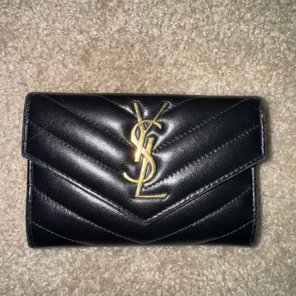 Black with gold hardware YSL wallet